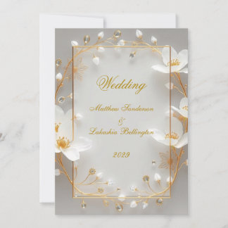 Invitation Wedding White Gold Modern Sophisticated Classy