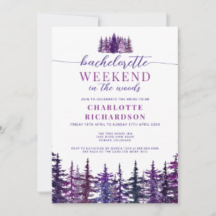 Invitation Week-End À La Bois Purple Bachelorette Party