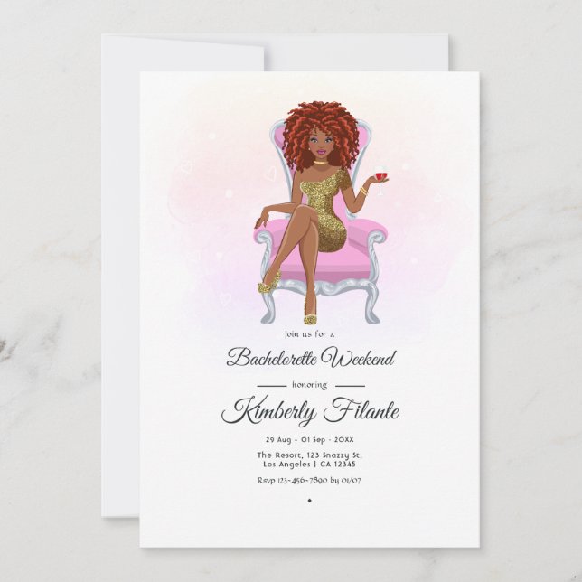 Invitation Week-end afro-américain de la reine Bachelorette (Devant)