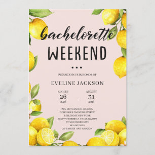 Invitation week-end bachelorette citron en été