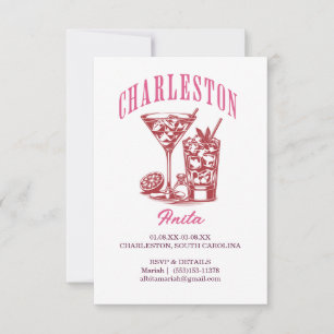 Invitation week-end charleston bachelorette cocktail rose rou