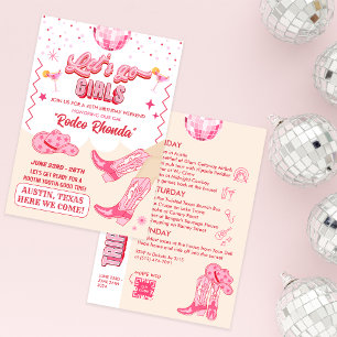 Invitation Week-end d'anniversaire de cowgirl disco adulte
