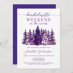 Invitation Week-End Dans Le Bois Bachelorette Party violet