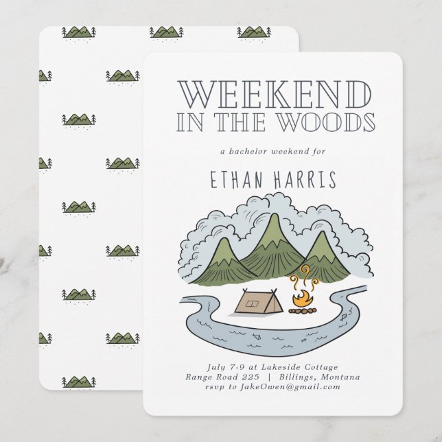 Invitation Week-end dans les bois | Bachelor (Devant / Derrière)