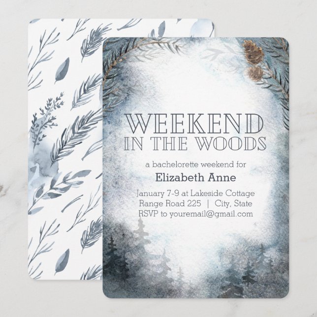 Invitation Week-end dans les bois | Bachelorte d'hiver (Devant / Derrière)