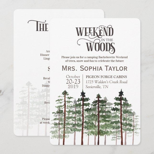 Invitation Week-end dans l'invitation de Woods (Devant / Derrière)