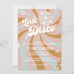 Invitation Week-end de Bachelorette Dernière Disco Fleur Rétr