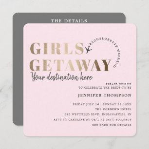Invitation Week-end de bachelorette pour filles Getaway Blush