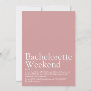 Invitation Week-end de Bachelorette Rose Pâle Personnalisé