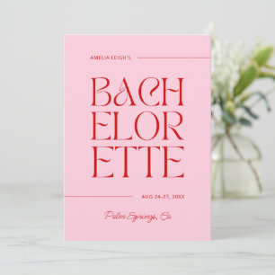 Invitation Week-end de Bachelorette Rouge et Rose