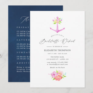 Invitation Week-end de Bachelorette sur le thème nautique flo