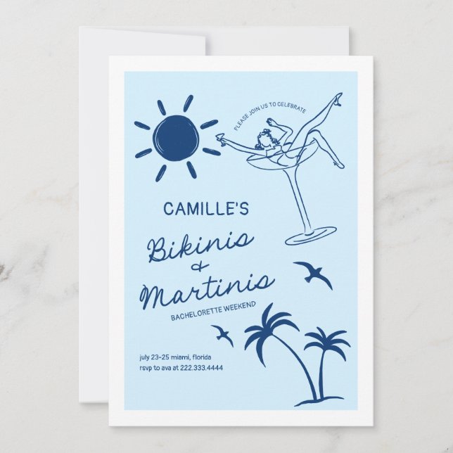 Invitation Week-end de Bikinis et Martinis Bachelorette (Devant)