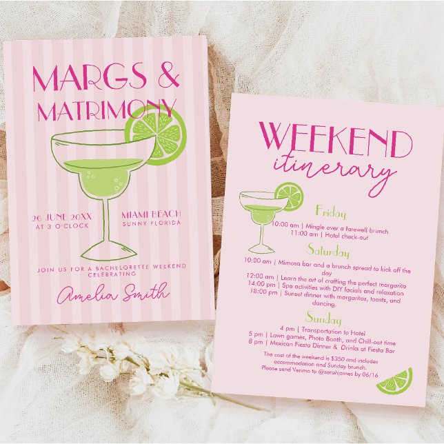 Invitation Week-end de célibataire Cocktail Margs et Matrimon (Créateur téléchargé)
