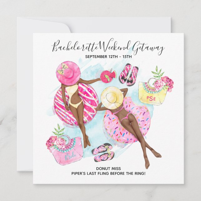 Invitation Week-end de célibataire filles rétro à la plage (Devant)