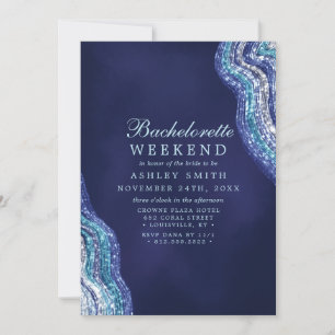 Invitation Week-end de célibataire géode d'agate sarcelle pou