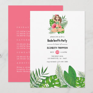 Invitation Week-end de célibataire Luau exotique aquarelle