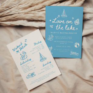 Invitation Week-end de célibataire Moderne Amour Bleu au Lac