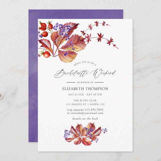 Invitation Week-end de célibataire pour les vacances d'automn (Devant / Derrière)