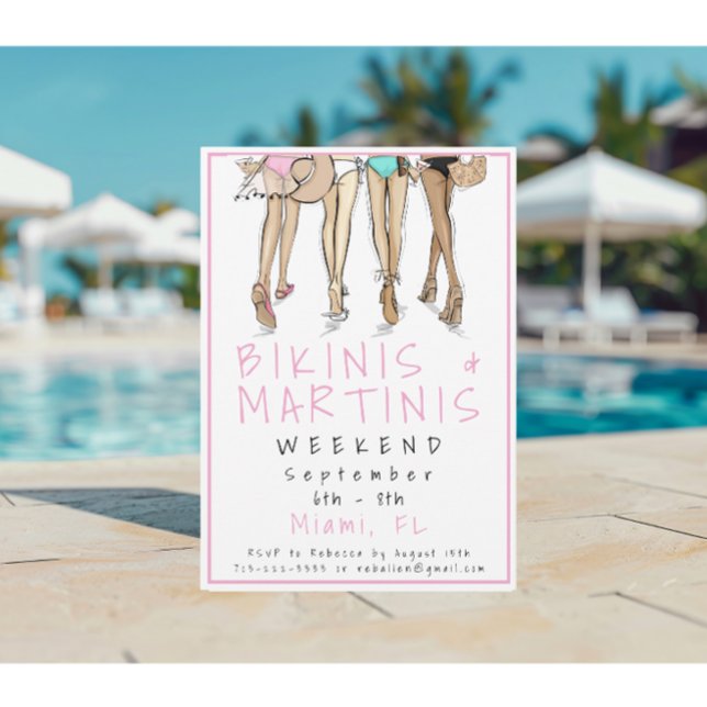 Invitation Week-end de fête Bikinis et Martinis  (Créateur téléchargé)