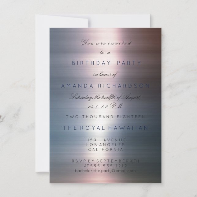 Invitation Week-end de fête d'anniversaire Ombre gris métalli (Devant)