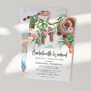Invitation Week-end de fête de Bachelorette d'été aquarelle m