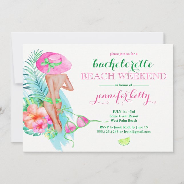 Invitation Week-end de la mariée de Preppy Bachelorette Party (Devant)