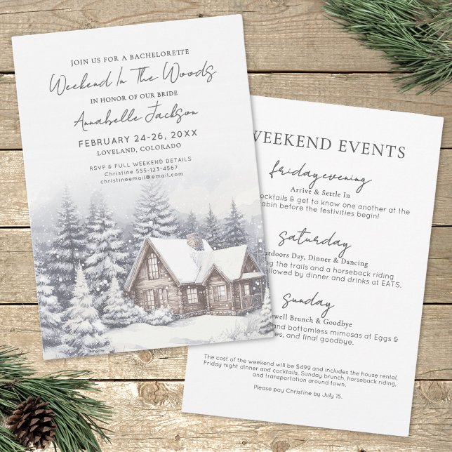 Invitation Week-End Des Filles À La Bois Bachelorette Party (Girls Weekend In The Woods Bachelorette Party Invitation)