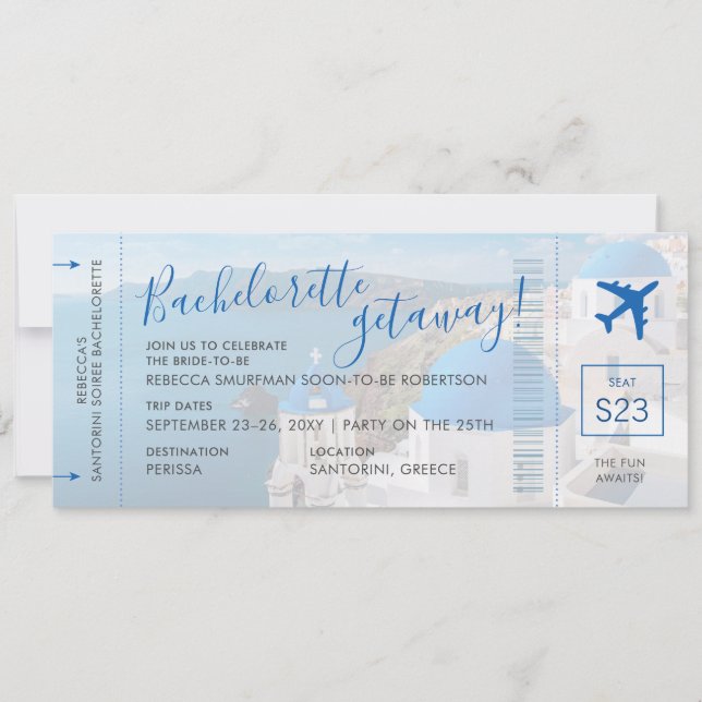 Invitation Week-end du Bachelorette Party de Santorin Grèce (Devant)