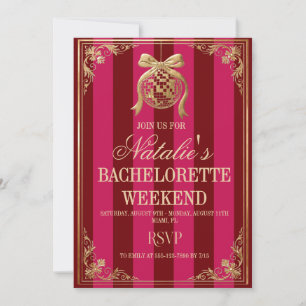 Invitation Week-end Enterrement de Vie de Jeune Fille Rose Ré