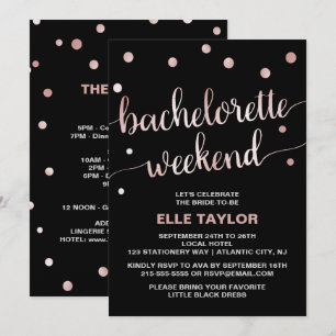Invitation Week-end rose Gold Bachelorette avec Itinéraire