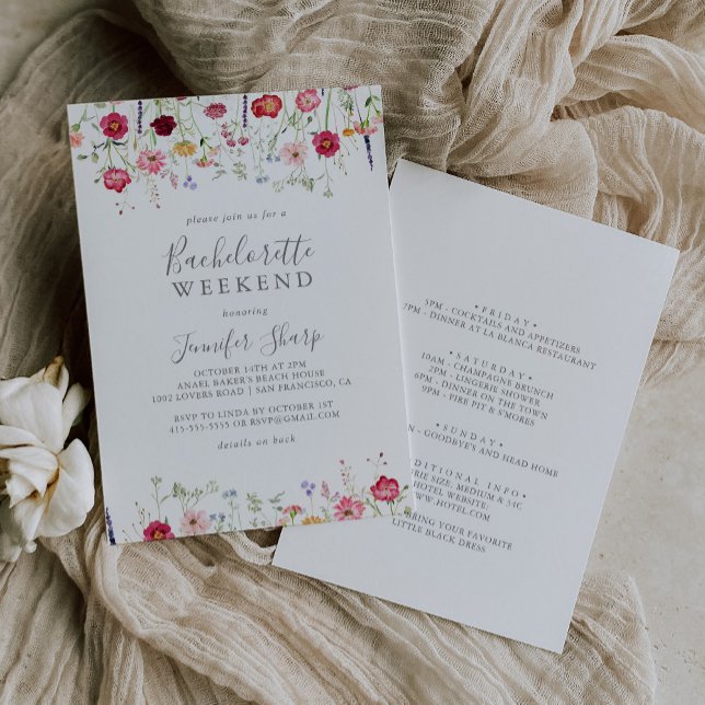 Invitation Week-end simple Fleur sauvage multicolore (Créateur téléchargé)
