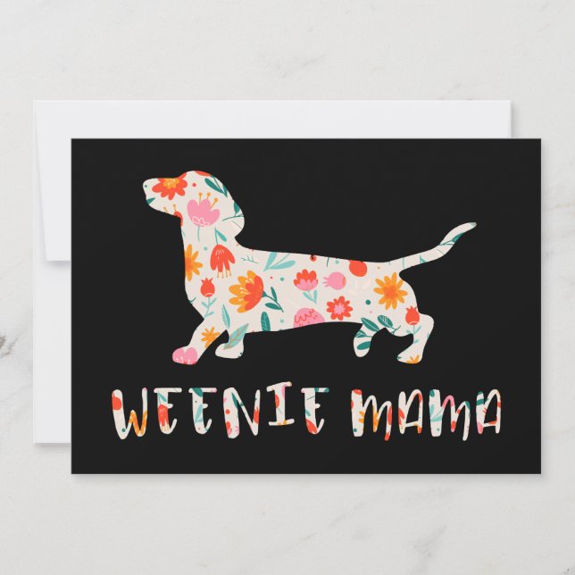 Invitation Weenie Mama Dachshund floral (Devant)