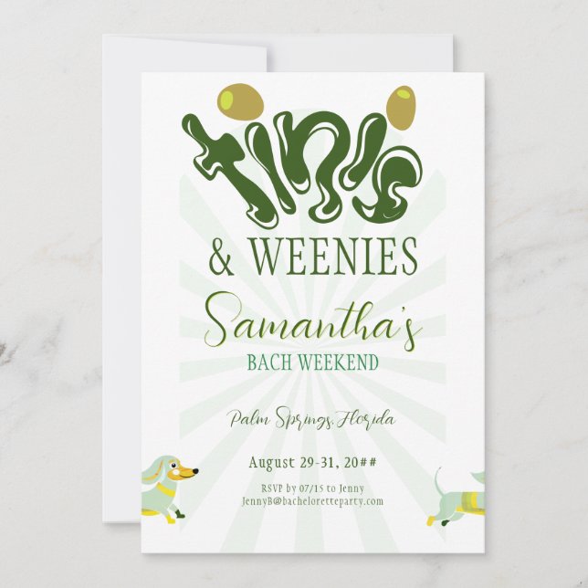 Invitation Weenies & Tinies Martini Bash Bachelorette Week-en (Devant)