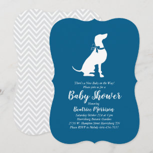 Invitation Weimaraner Chien Baby shower Garçon bleu