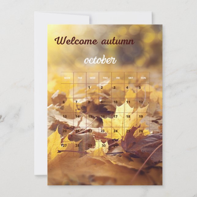 Invitation Welcom Calendrier d'automne avec Lea jaune et Brow (Devant)