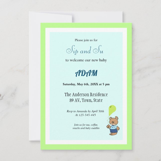 Invitation welcome baby boy (Front)