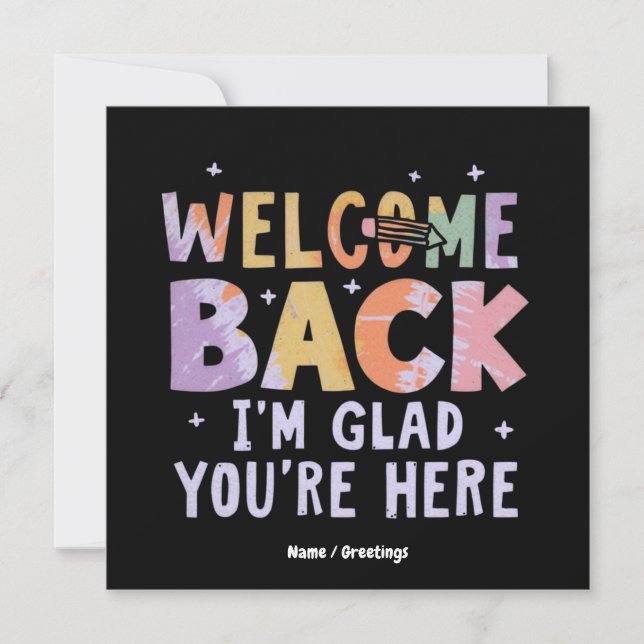 Invitation Welcome Back I'm Glad You're Here First Day School (Devant)