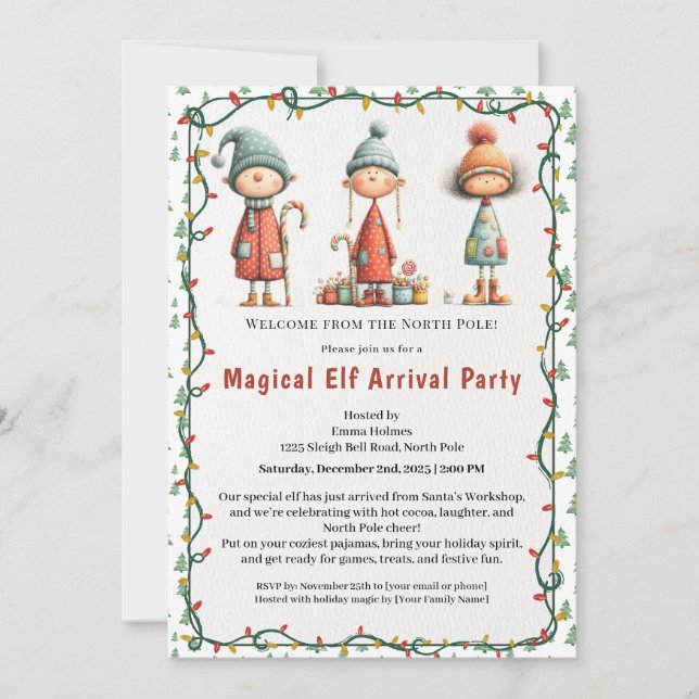Invitation Welcome Elf Party | North Pole Arrival Celebration (Devant)