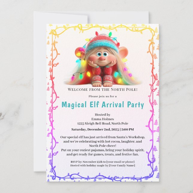 Invitation Welcome Elf Party | North Pole Arrival Celebration (Devant)