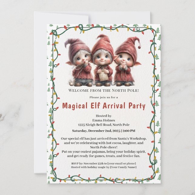 Invitation Welcome Elf Party | North Pole Arrival Celebration (Devant)
