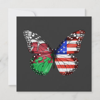 Invitation Welsh American Flag Butterfly