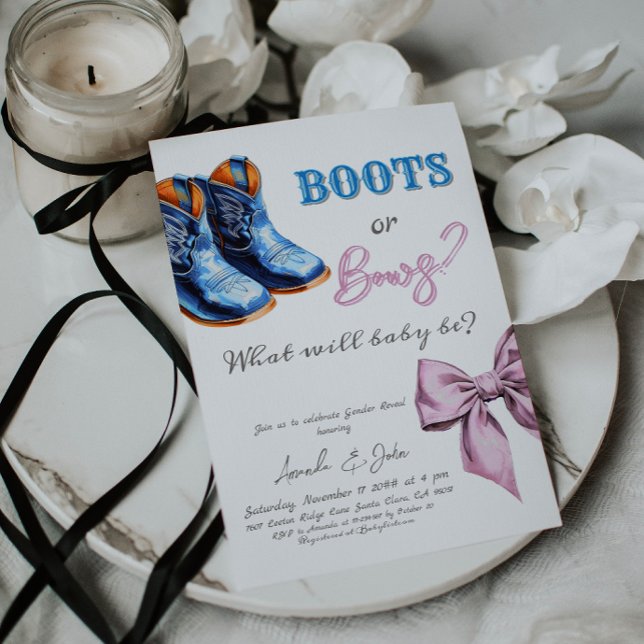 Invitation Western Baby Jean Boots or Bows Genre Revela (Créateur téléchargé)