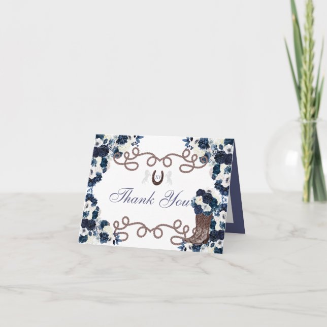 Invitation Western Blue Charra Quinceanera (Devant)
