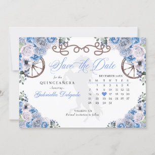 Invitation Western Blue Charro Quinceañera Enregistrer La Dat