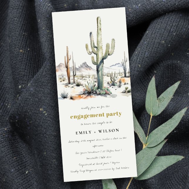 Invitation Western Boho Cactus Fiançailles du paysage du dése (Créateur téléchargé)