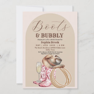 Invitation Western Boots et Bubbly Enterrement de Vie de Jeun