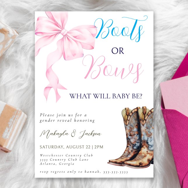 Invitation Western Boots or Bows Blue Rose Genre Reveillez (Créateur téléchargé)