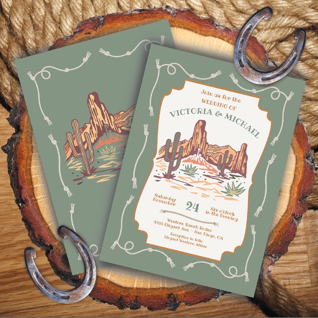 Invitation Western Canyon Desert Cactus Mariage (Créateur téléchargé)