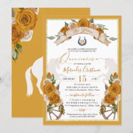 Invitation Western Charro Golden Yellow Roses Quinceanera