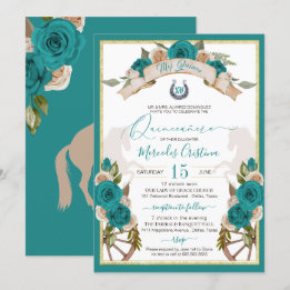Invitation Western Charro Turquoise Roses Turquoises Quincean
